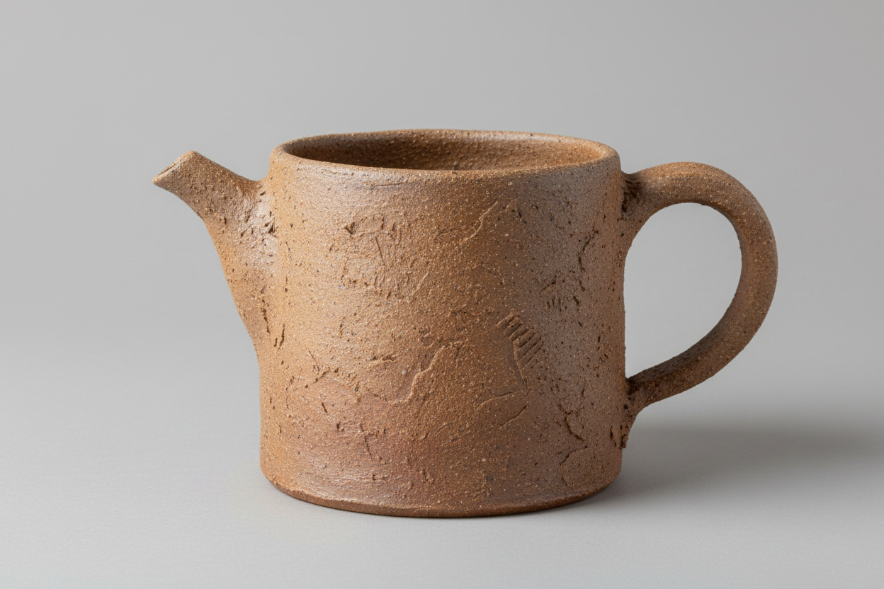 Cylindrical hand built teapot. made with BRT clay